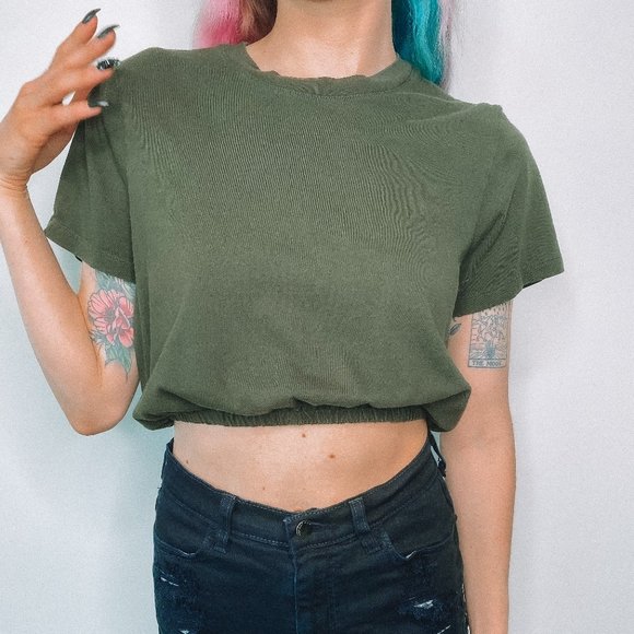 WILFRED Cropped Green Shirt - Picture 1 of 5